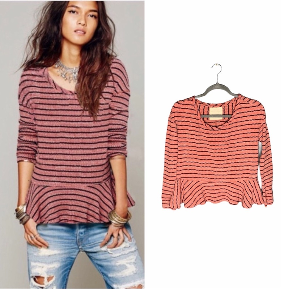 We the Free People striped peplum thermal shirt